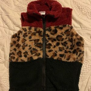 Toddler leopard fur vest